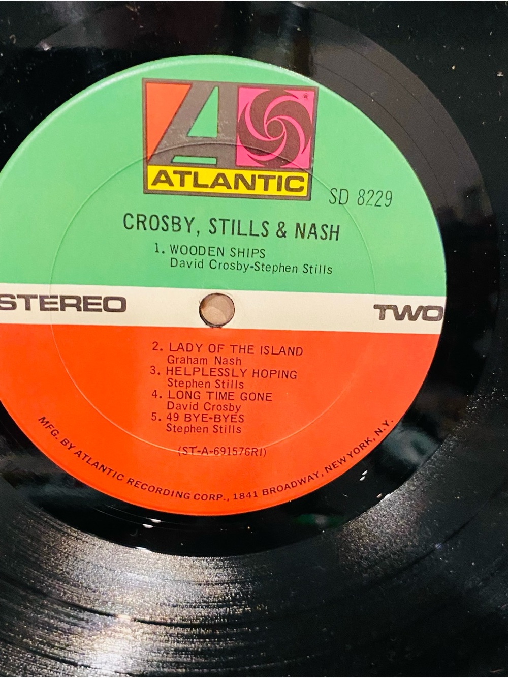 Crosby Stills & Nash - Self Titled LP - Atlantic SD 8229 Vinyl Early Press RI - Picture 5 of 5